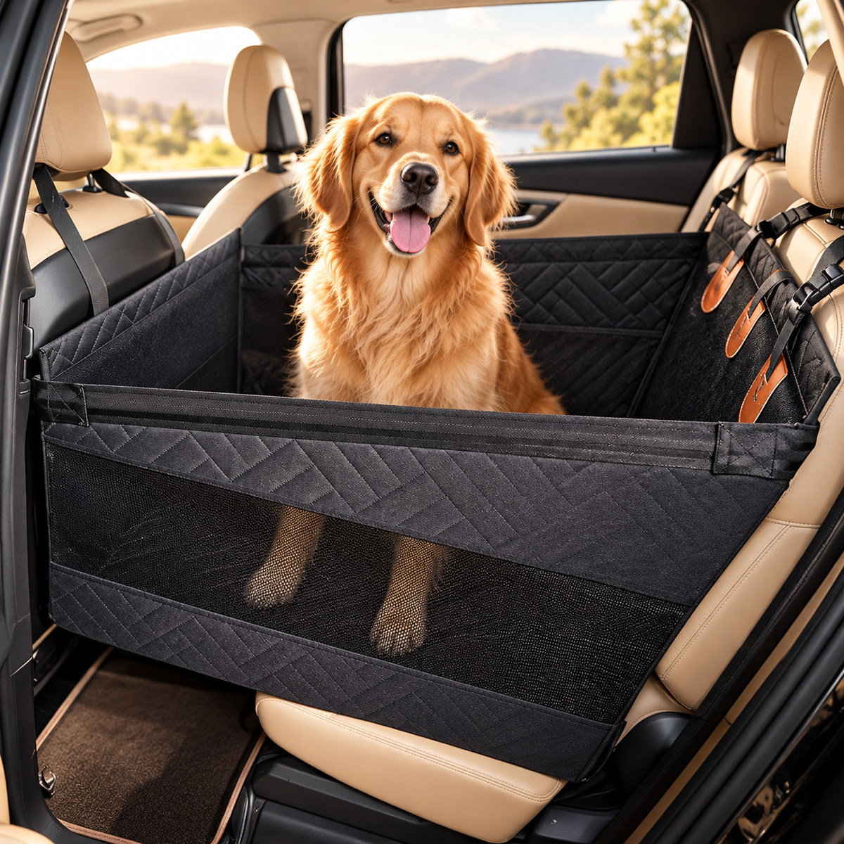 Premium Pet Backseat Travel Hammock & Seat Protector