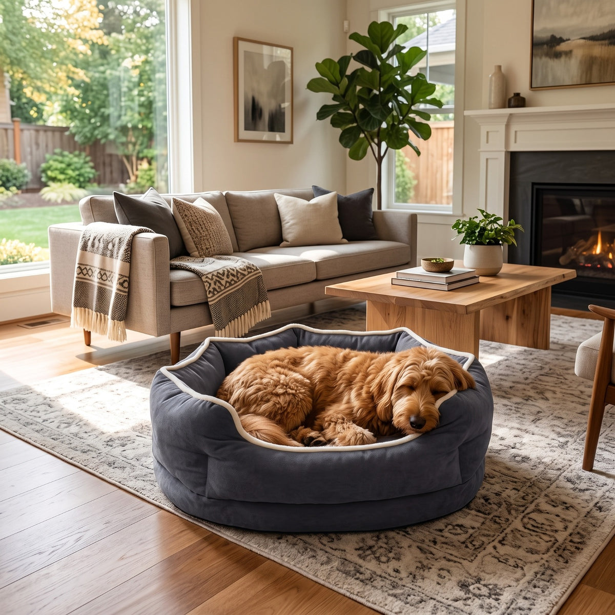 Bolstered Memory-Foam Pet Sofa Bed for Dogs & Cats
