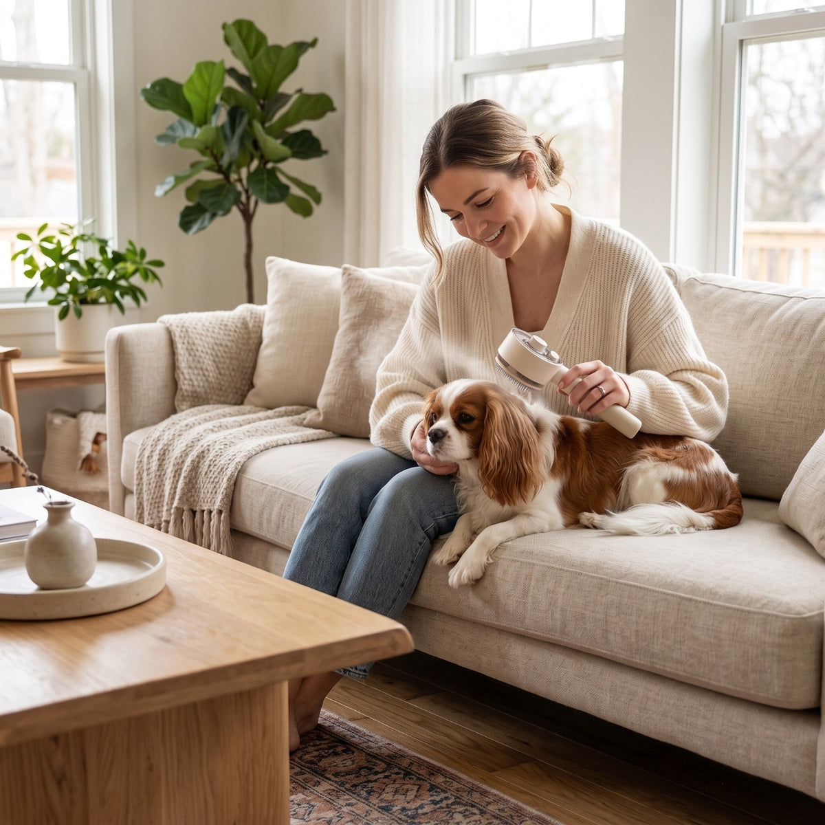 Rechargeable Self-Cleaning Mist Grooming Brush for Dogs & Cats