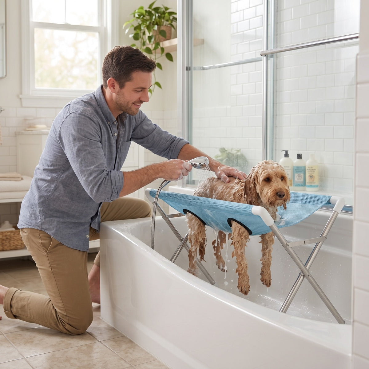 Foldable Pet Grooming & Bathing Support Stand