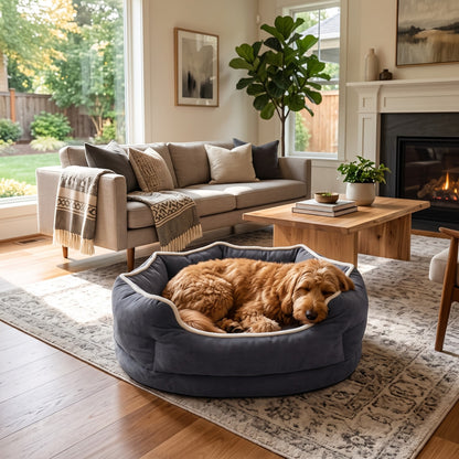 Bolstered Memory-Foam Pet Sofa Bed for Dogs &amp; Cats