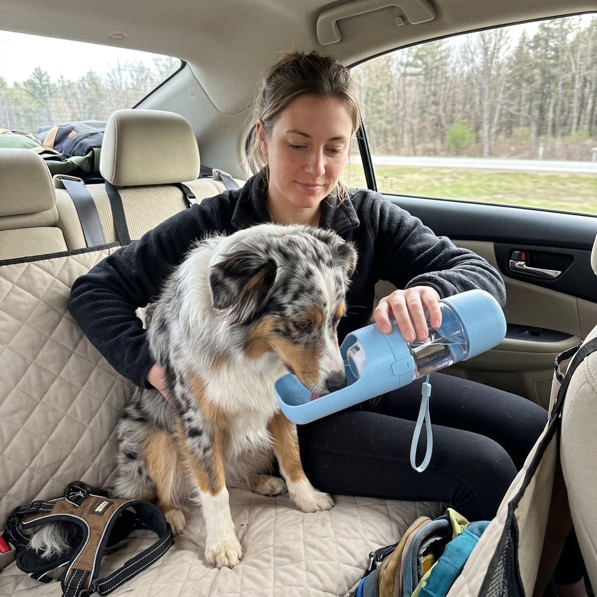 2-in-1 Portable Pet Water Bottle with Food Cup