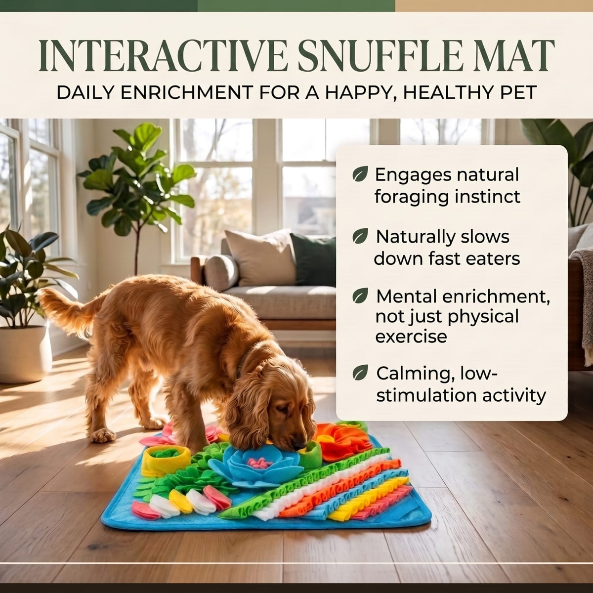 Interactive Dog Snuffle Mat for Slow Feeding &amp; Nose Work