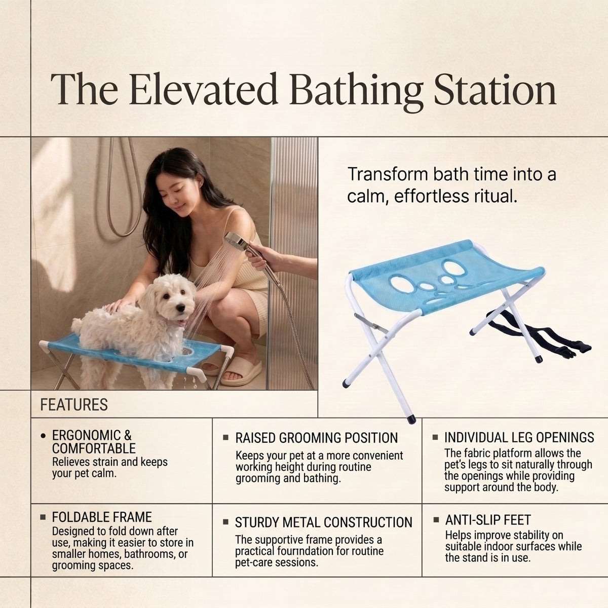 Foldable Pet Grooming &amp; Bathing Support Stand