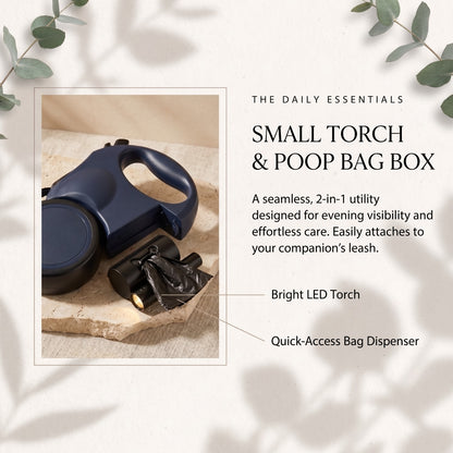 Dual Retractable Dog Leash with LED Light &amp; Waste Bag Holder