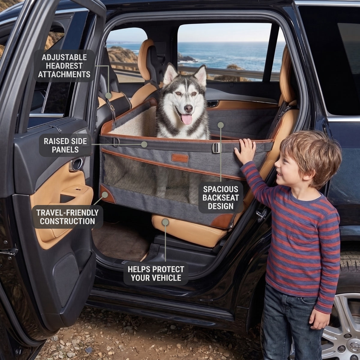 Premium Pet Backseat Travel Hammock &amp; Seat Protector
